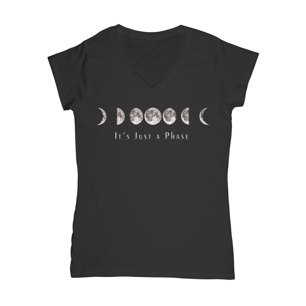 Necessary Evil It's Just A Phase V-Neck T-Shirt Black Female