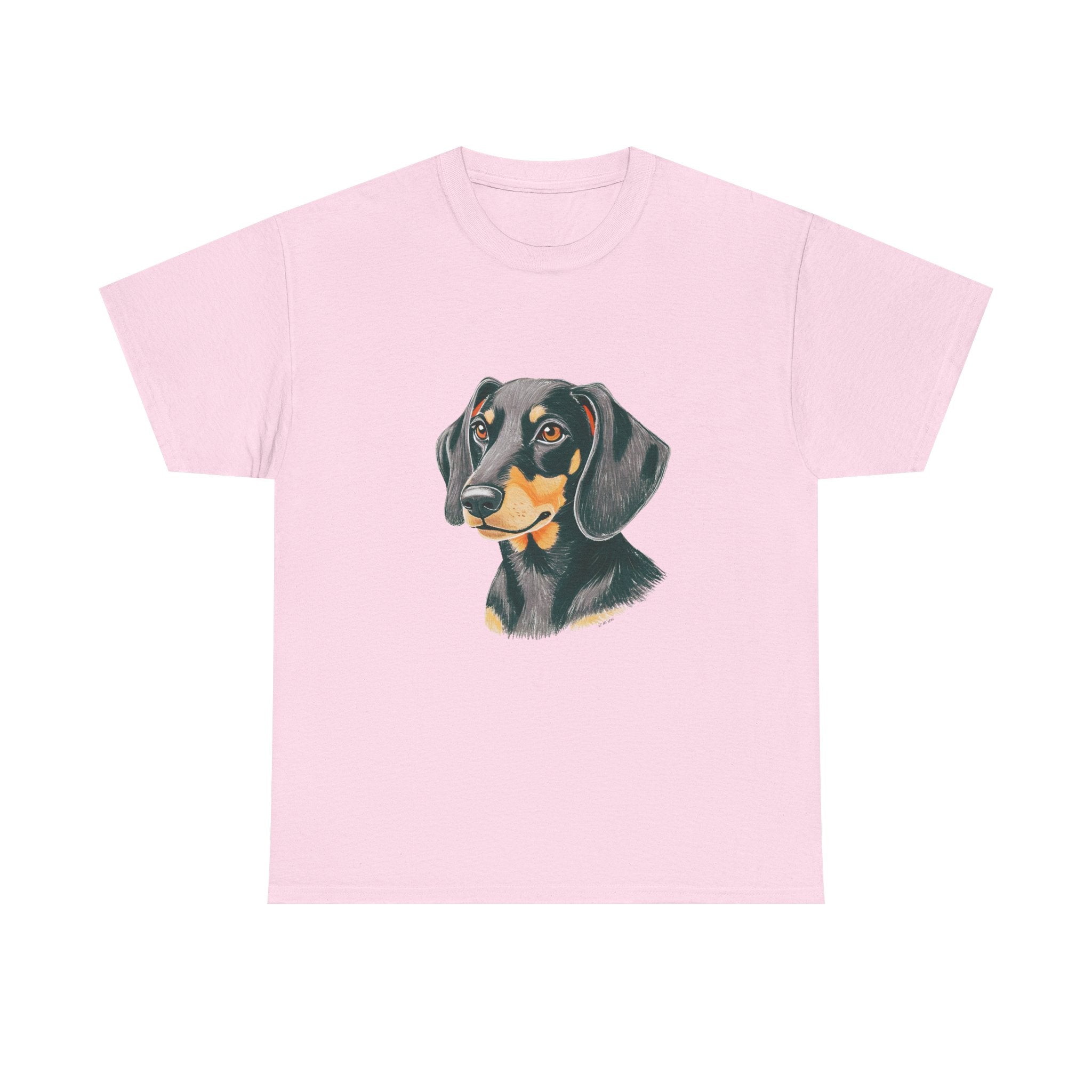 Dachsund Sausage Dog Printed T-Shirt 100% Cotton Novelty Cute Dog Tee Gift Light Pink