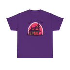 Haunted House Printed T-Shirt 100% Cotton Novelty Scary Halloween Tee Purple