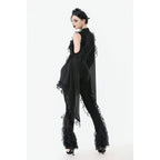 Dark in Love Goth Flare Leggings with Lace Frills