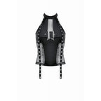 Dark in Love Bondage Mesh Panel Buckle Top