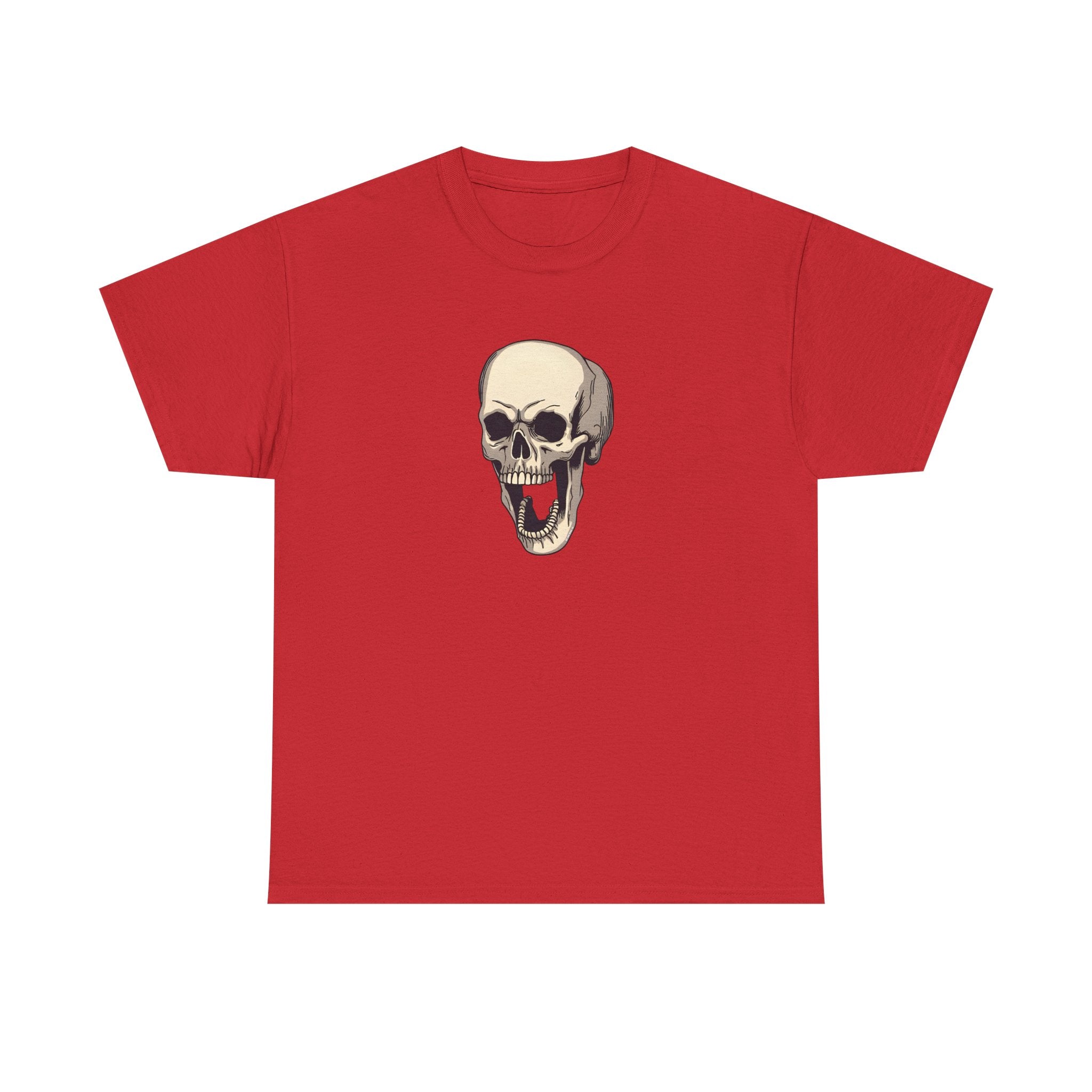 Laughing Skull Printed T-Shirt 100% Cotton Novelty Scary Halloween Tee Red