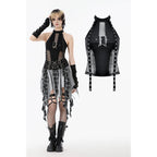 Dark in Love Bondage Mesh Panel Buckle Top