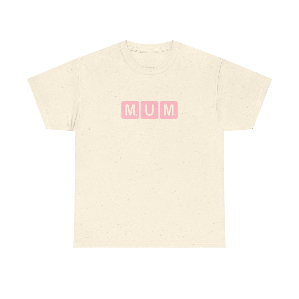 Mum Word Game Printed T-Shirt 100% Cotton Novelty Puzzle Mum Mom Tee Birthday Mother's Day Gift Natural