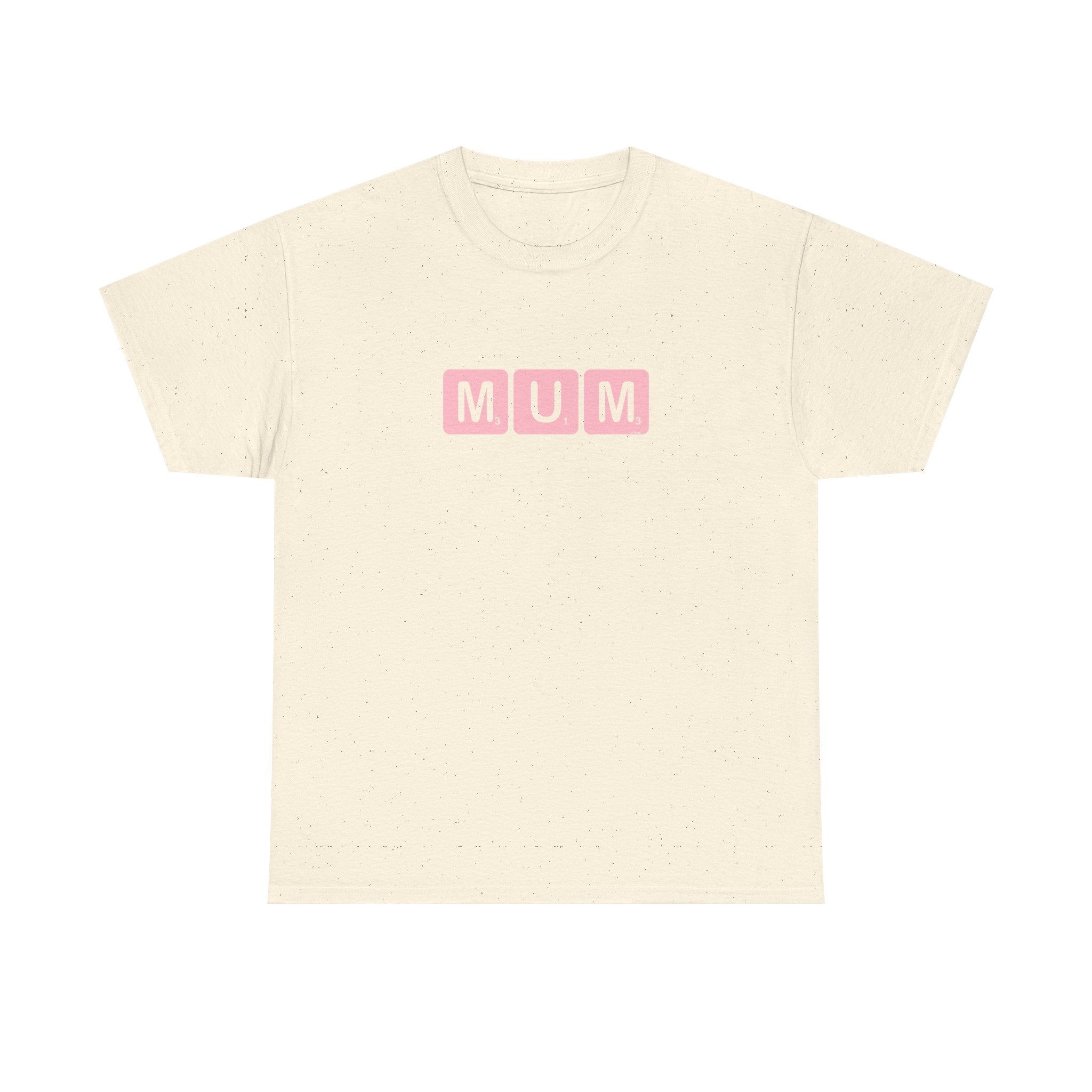 Mum Word Game Printed T-Shirt 100% Cotton Novelty Puzzle Mum Mom Tee Birthday Mother's Day Gift Natural
