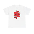 Just Married Red Ribbon Printed T-Shirt 100% Cotton Novelty Newly Wed Tee Gift White