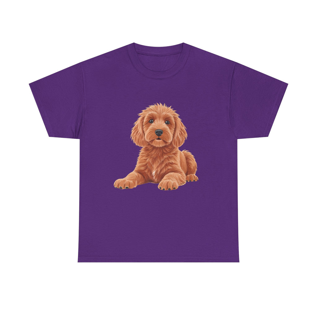 Brown Cockapoo Printed T-Shirt 100% Cotton Novelty Cute Dog Tee Gift Purple