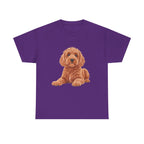 Brown Cockapoo Printed T-Shirt 100% Cotton Novelty Cute Dog Tee Gift Purple