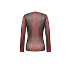 Dark in Love Carson Black and Red Tie-Dye Mesh Versatile Basic Top