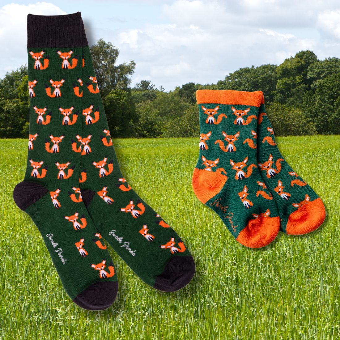 Fox Matching Bamboo Socks (Adult & Child) UK 12-15 (US 13-15.5 EU 47-50)