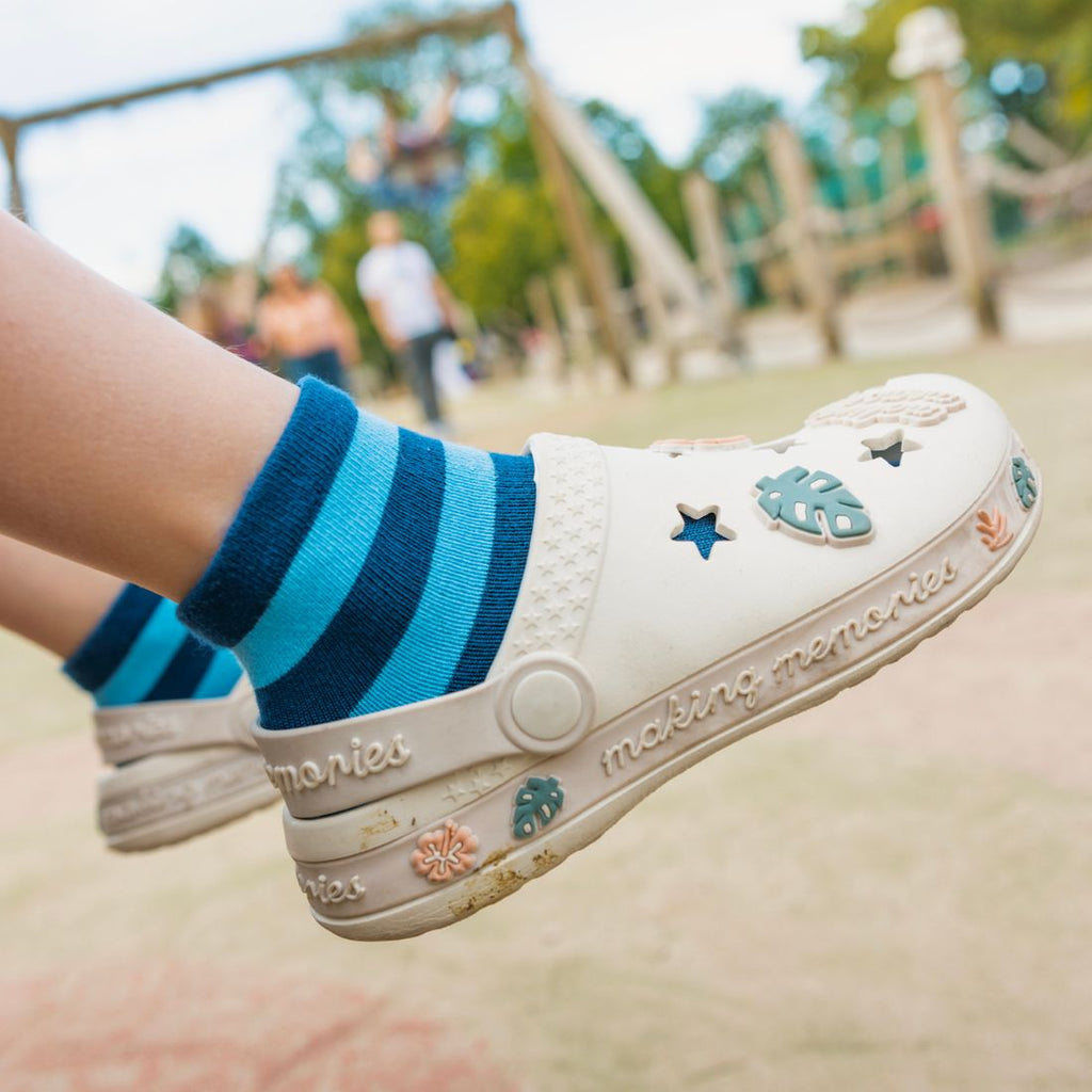 Blue Stripe Matching Bamboo Socks (Adult & Child)