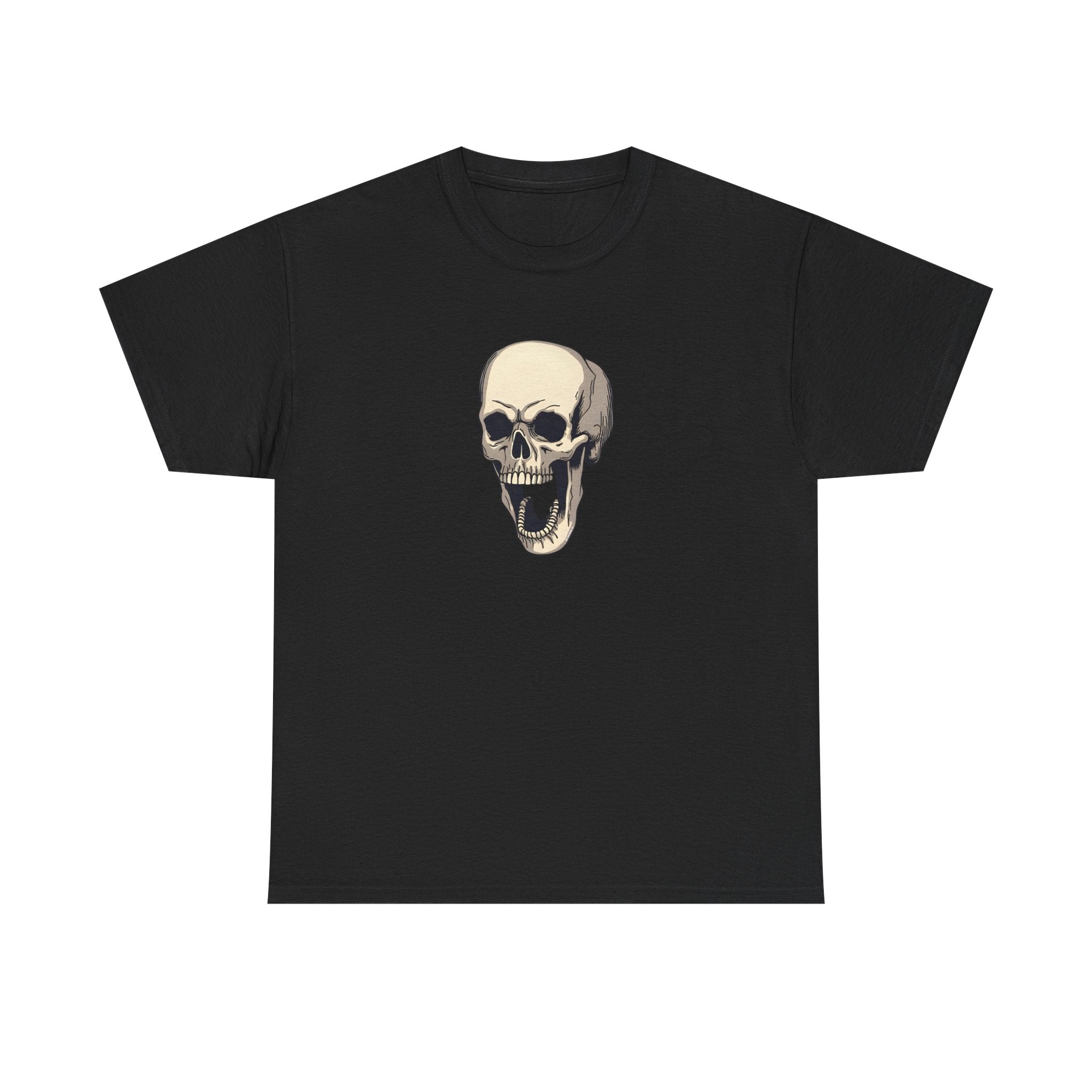 Laughing Skull Printed T-Shirt 100% Cotton Novelty Scary Halloween Tee Black