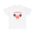 Thinking Brain Printed T-Shirt 100% Cotton Novelty Funny Weightlifting Brainy Tee Gift White