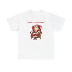 Merry Christmas Santa Throne Printed T-Shirt 100% Cotton Novelty Santa Claus Xmas Tee Gift White