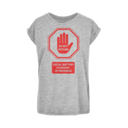 Do Not Disturb - Red Print Women's Extended Shoulder T-Shirt XS-5XL Heather Grey Womens