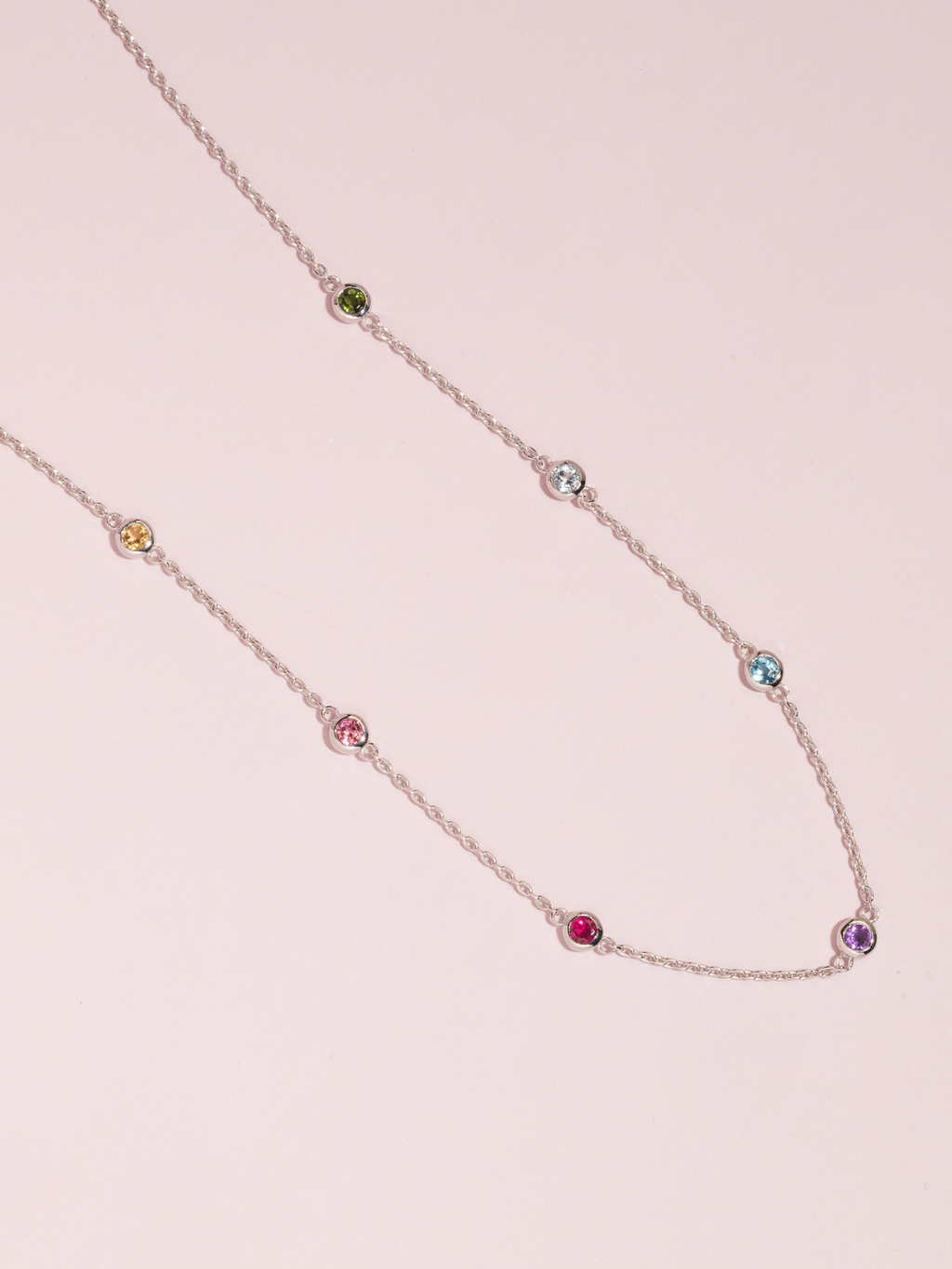 Rainbow Gemstone Necklace in Sterling Silver
