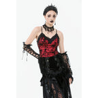 Dark in Love Gothic Lace Velvet Layered Maxi Skirt in Black