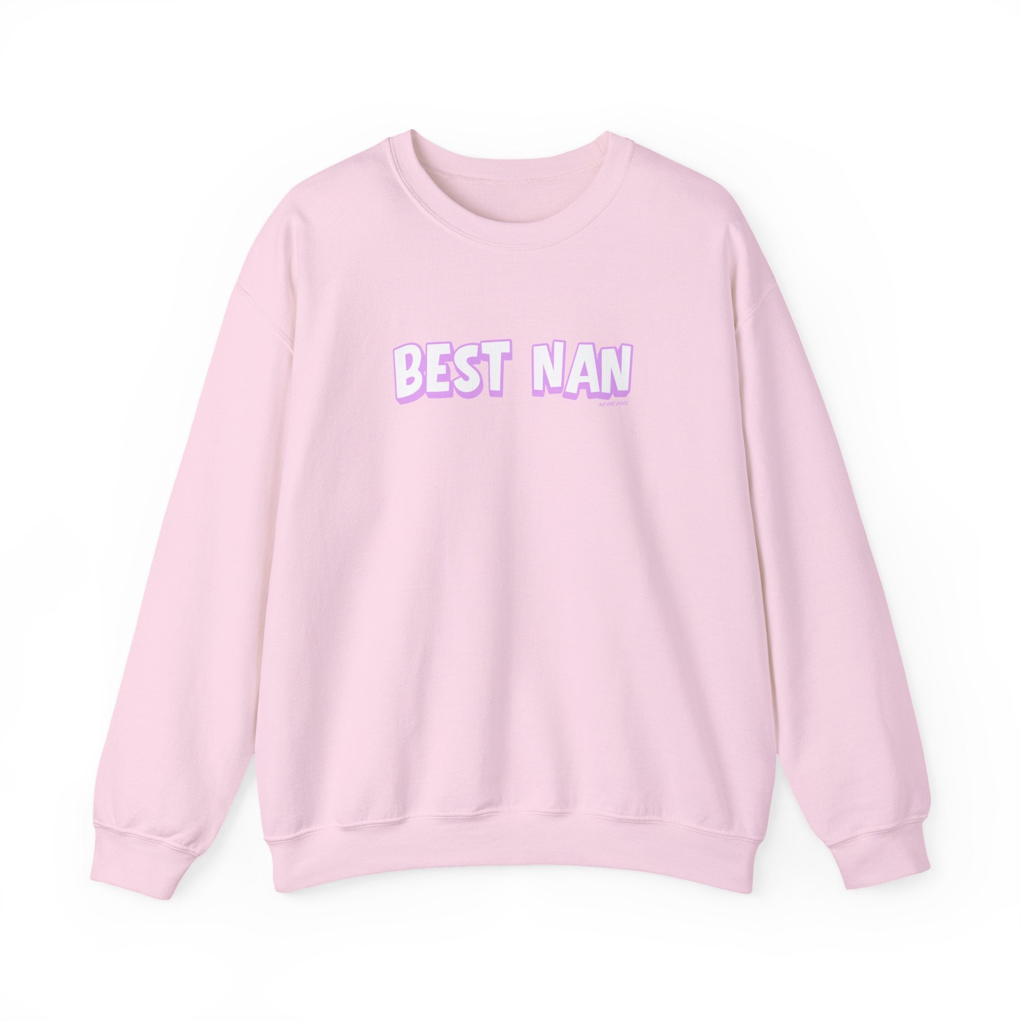 Best Nan Printed Crewneck Sweatshirt Pullover Retro 3D Nannan Grandma Granny Gift Light Pink