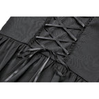 Dark in Love Belladonna Lace-Up High Collar Puff Sleeve Goth Dress in Black