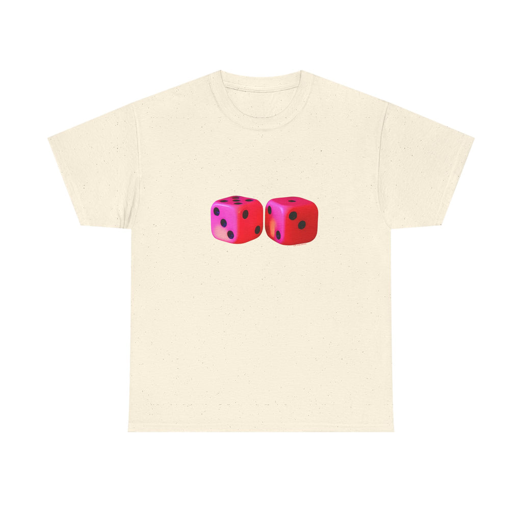 Neon Dice Printed T-Shirt 100% Cotton Lucky Dice Casino Tee Gift Natural