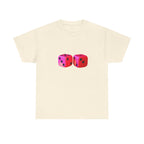 Neon Dice Printed T-Shirt 100% Cotton Lucky Dice Casino Tee Gift Natural