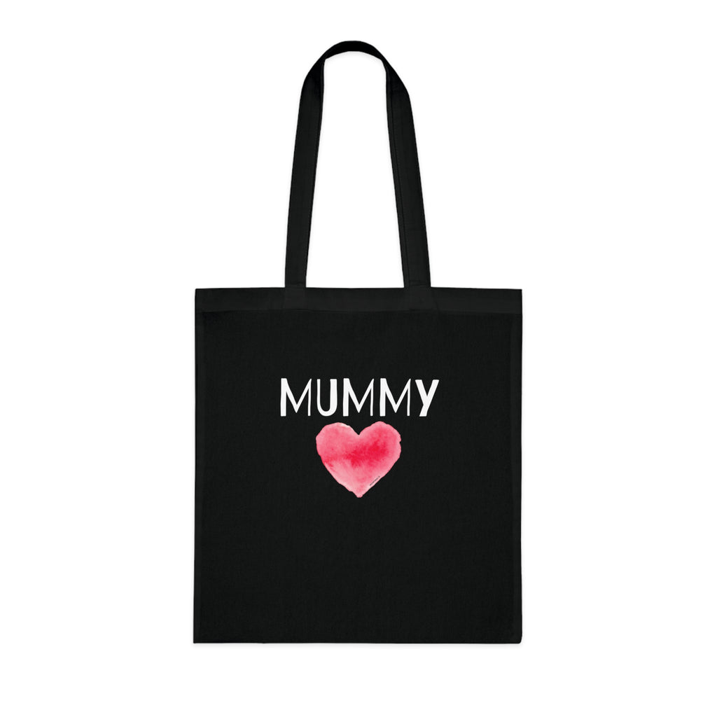Mummy Heart Printed Cotton Tote Bag Reusable Shopping Bag Mum Mom Mother's Day Gift One size Black