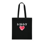 Mummy Heart Printed Cotton Tote Bag Reusable Shopping Bag Mum Mom Mother's Day Gift One size Black