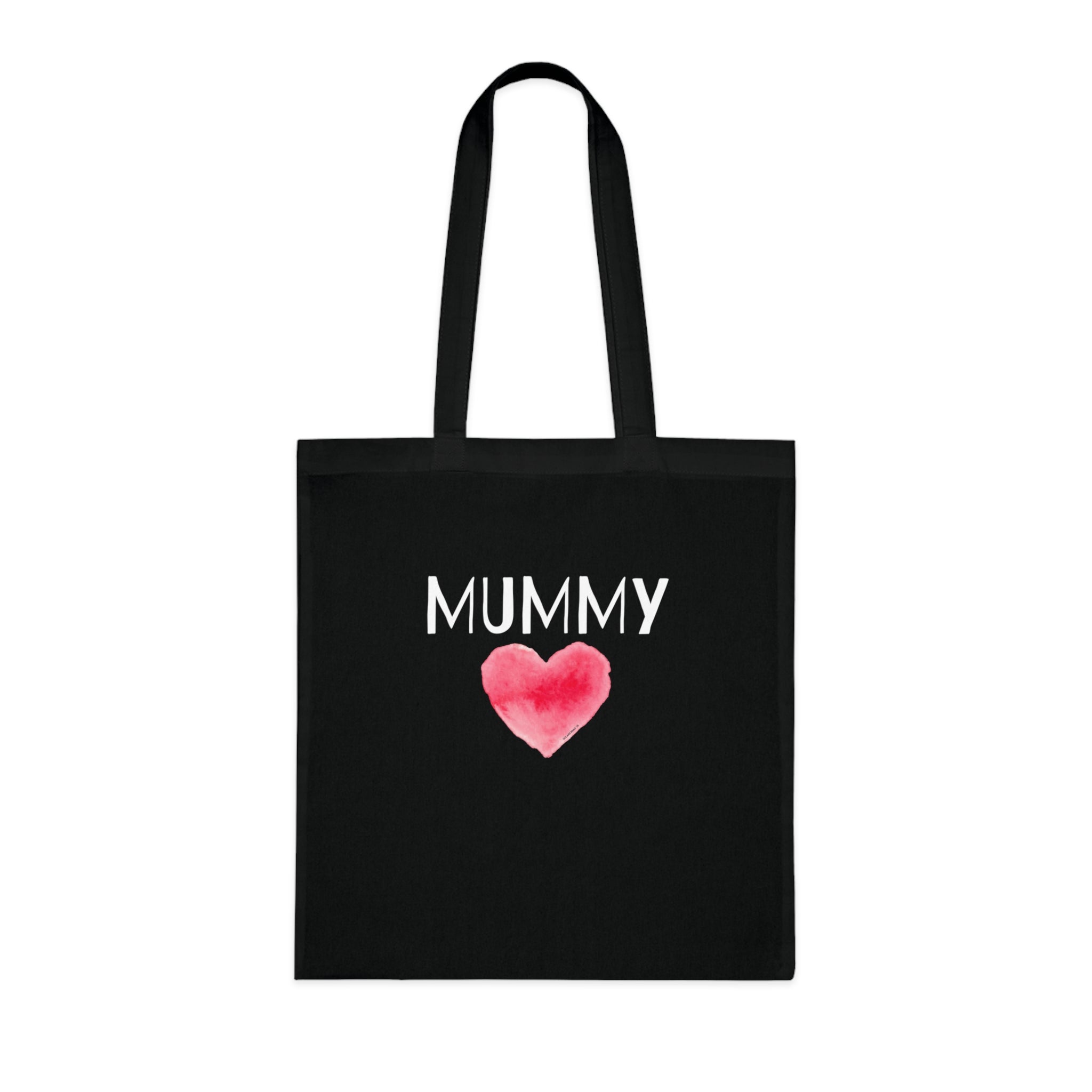 Mummy Heart Printed Cotton Tote Bag Reusable Shopping Bag Mum Mom Mother's Day Gift One size Black