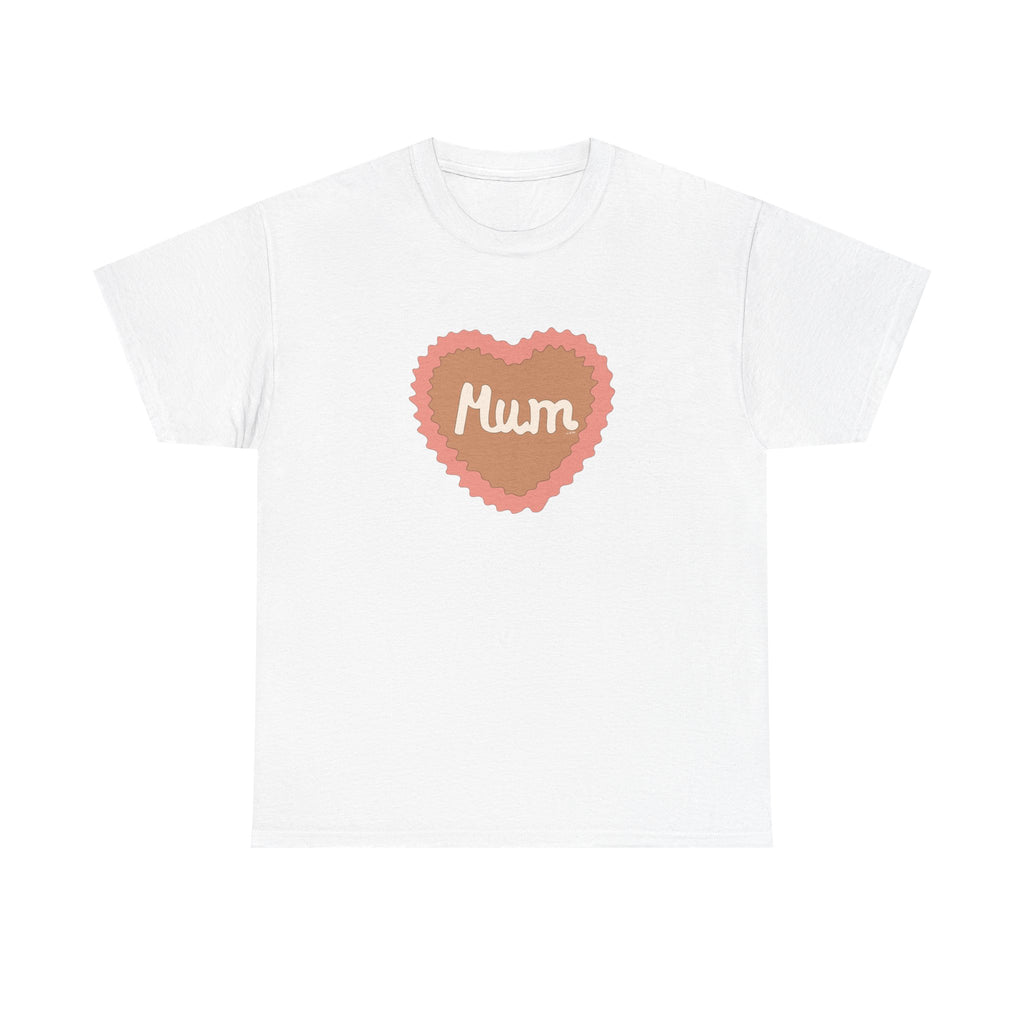 Mum Heart Printed T-Shirt 100% Cotton Novelty Love Heart Mum Mom Tee Birthday Mother's Day Gift White