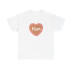 Mum Heart Printed T-Shirt 100% Cotton Novelty Love Heart Mum Mom Tee Birthday Mother's Day Gift White