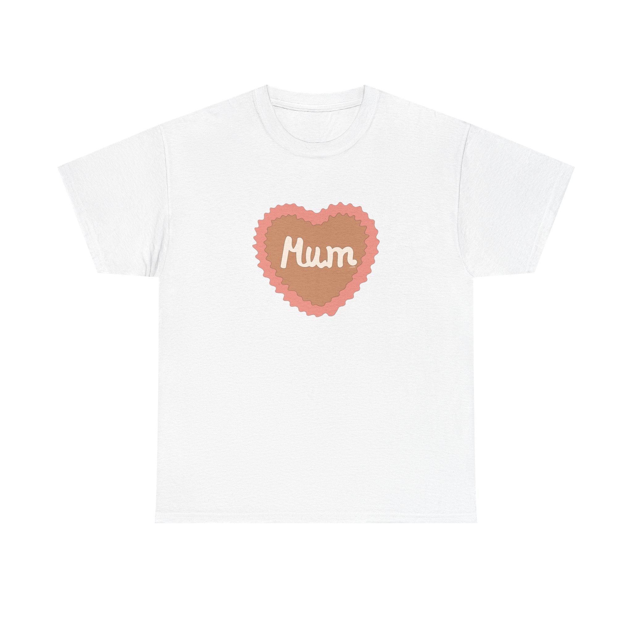 Mum Heart Printed T-Shirt 100% Cotton Novelty Love Heart Mum Mom Tee Birthday Mother's Day Gift White