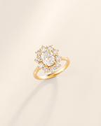 2.5 ct Oval Moissanite Halo Engagement Ring in 18k Gold Vermeil