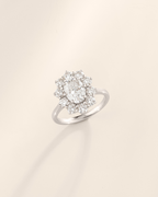 2.5 ct Oval Moissanite Halo Engagement Ring in Sterling Silver