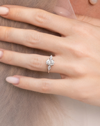 2 ct Oval Moissanite Three Stone Engagement Ring in Sterling Silver