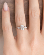 2 ct Oval Moissanite Three Stone Engagement Ring in Sterling Silver