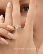2 ct Oval Solitaire Moissanite Engagement Ring with Pavé Band in 18k Gold Vermeil