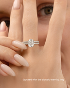 2 ct Oval Solitaire Moissanite Engagement Ring with Pavé Band in Sterling Silver