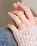 Blue Topaz Three Stone Ring in 18k Gold Vermeil