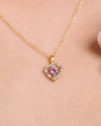 Purple Heart Lavender Amethyst Pendant Necklace in 18k Gold Vermeil