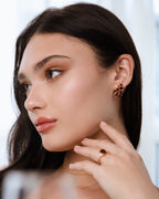 Large Red Gemstone Cluster Earrings in 18k Gold Vermeil