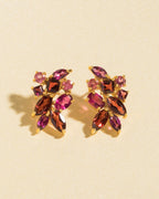 Large Red Gemstone Cluster Earrings in 18k Gold Vermeil