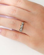 Blue Sapphire & Blue Topaz Pear Cut Half Eternity Band in 18k Gold Vermeil