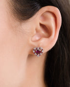 Red Heart Rhodolite Garnet Jewellery Set in Sterling Silver