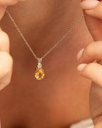Citrine Pendant Necklace in Sterling Silver