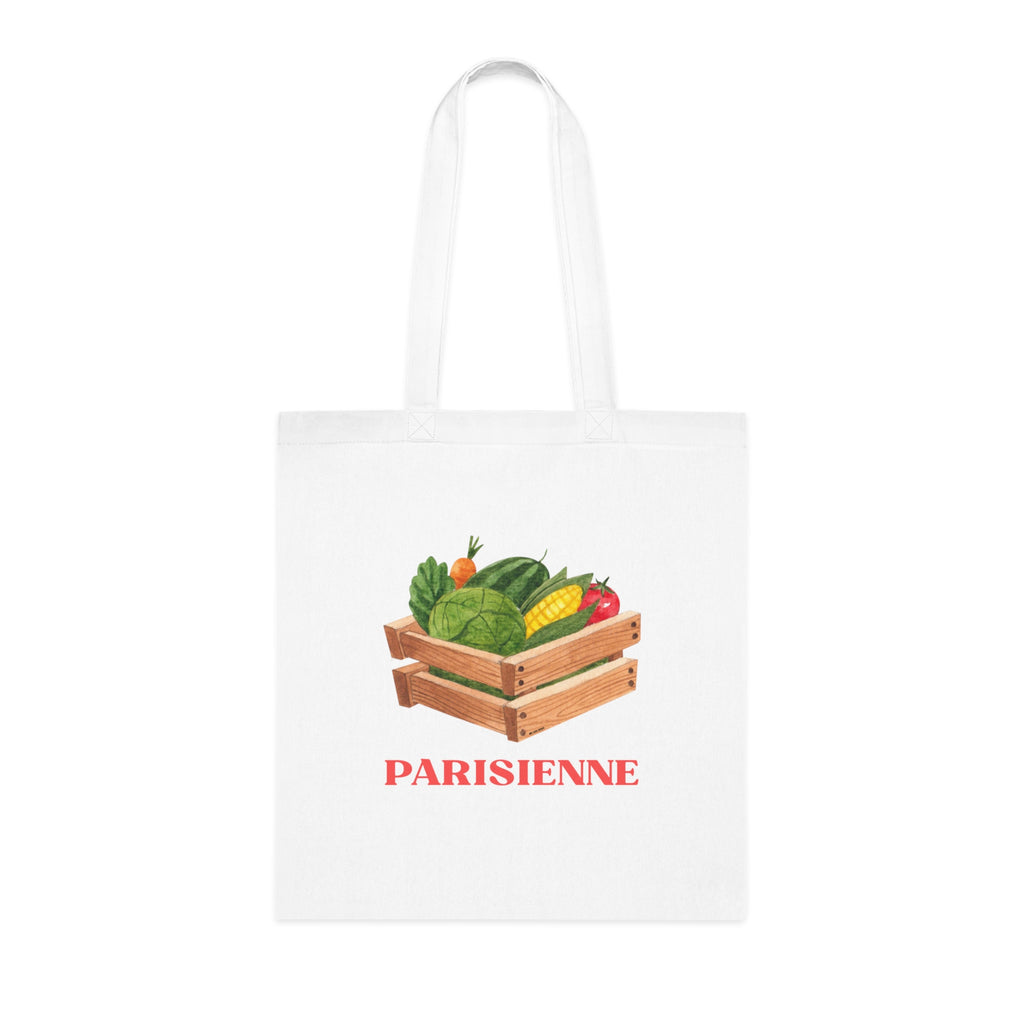 Parisienne Vegetables Printed Cotton Tote Bag Reusable Shopping Bag Gift One size White