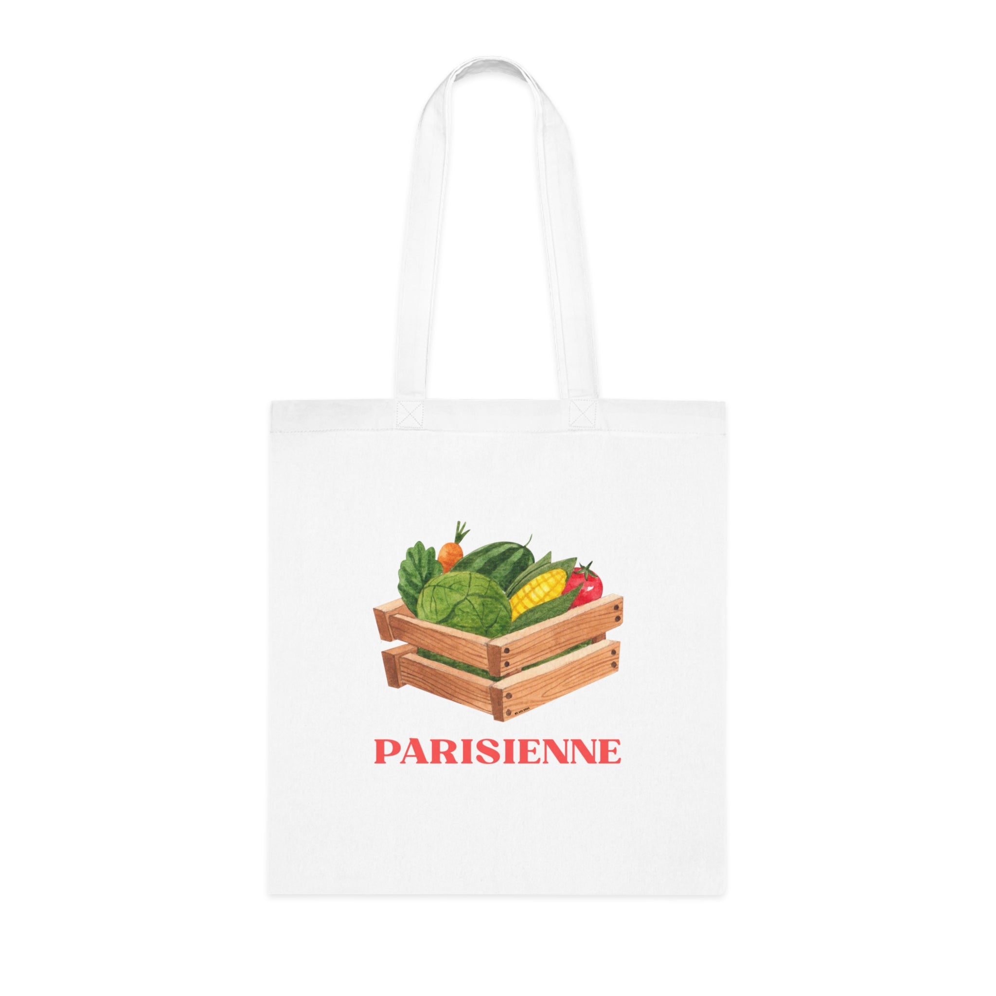Parisienne Vegetables Printed Cotton Tote Bag Reusable Shopping Bag Gift One size White
