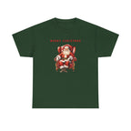 Merry Christmas Santa Throne Printed T-Shirt 100% Cotton Novelty Santa Claus Xmas Tee Gift Forest Green