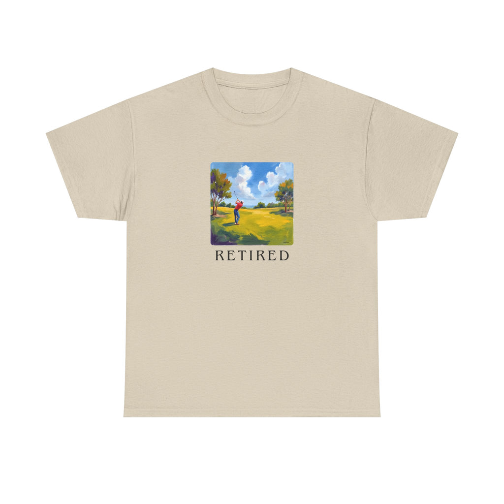 Retired Golf Printed T-Shirt 100% Cotton Novelty Grandad Retirement Golfer Tee Gift Sand