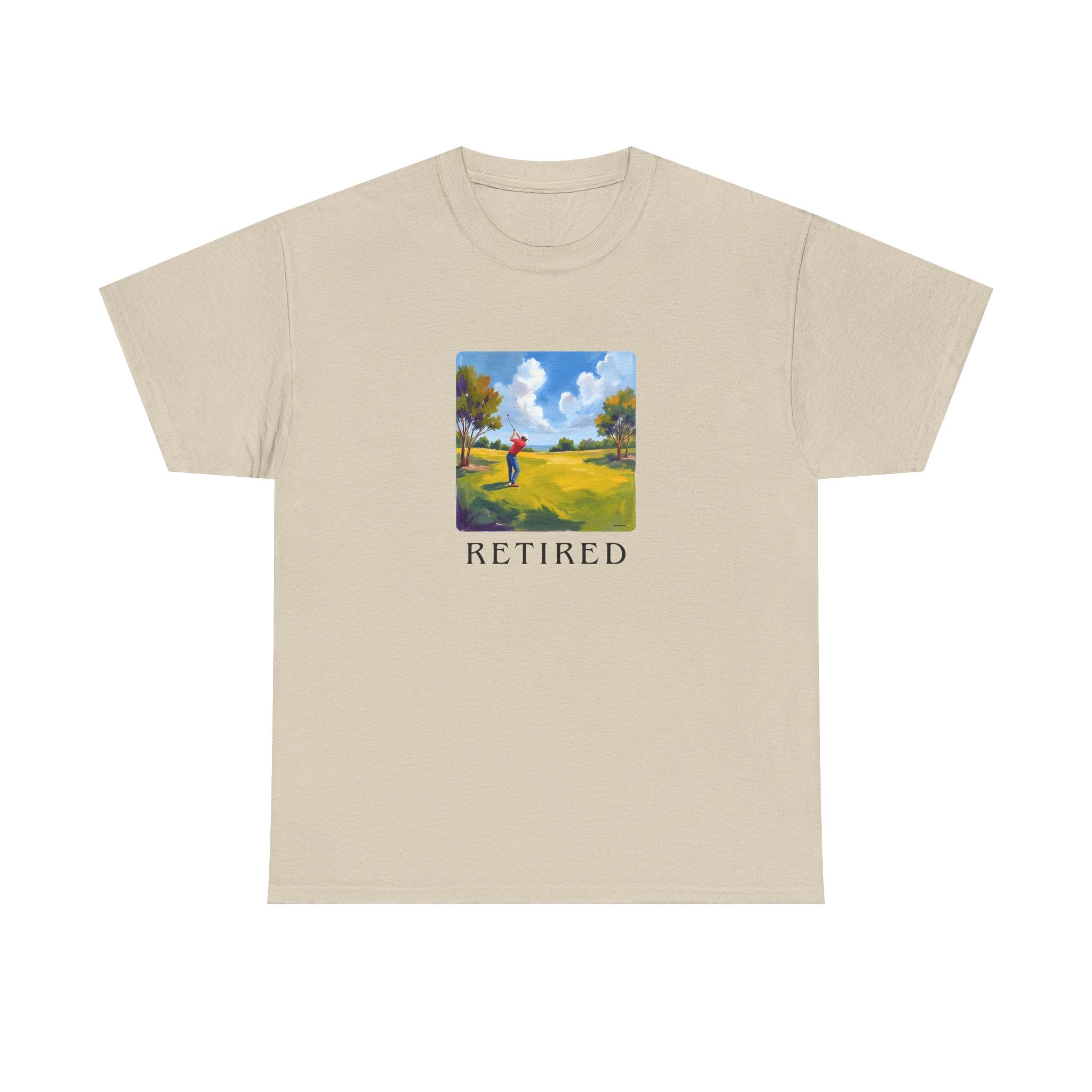 Retired Golf Printed T-Shirt 100% Cotton Novelty Grandad Retirement Golfer Tee Gift Sand