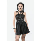 Dark in Love Valentina Red Velvet Mesh Panel Goth Dress